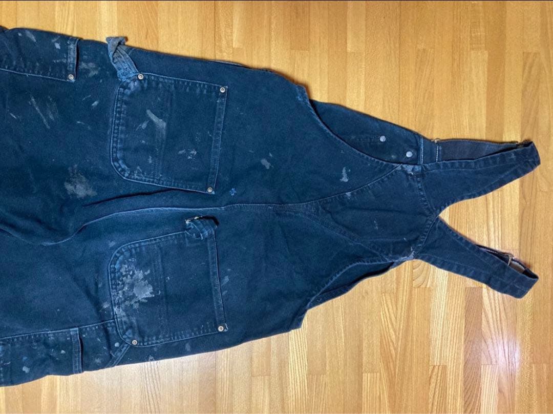 カーハート　USA製　ブラック　ダブルニー　オーバーオール