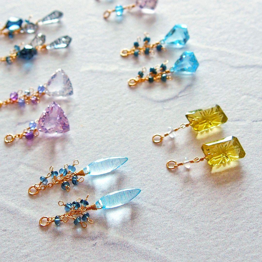 RiSaO＊様　宝石質✨スコロライト　コンケーブ　ピアス　14kgf　他5点