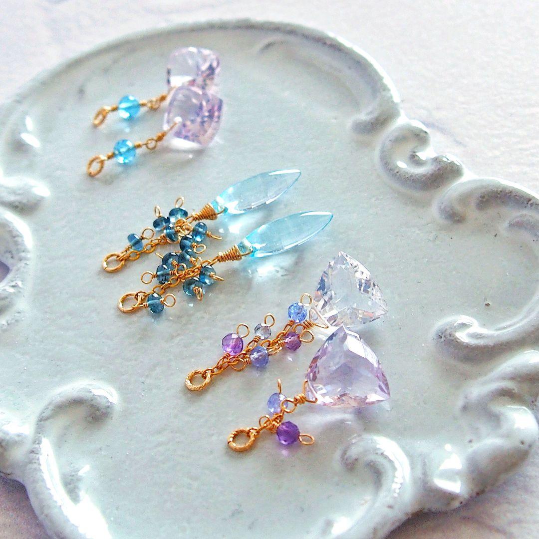 RiSaO＊様　宝石質✨スコロライト　コンケーブ　ピアス　14kgf　他5点