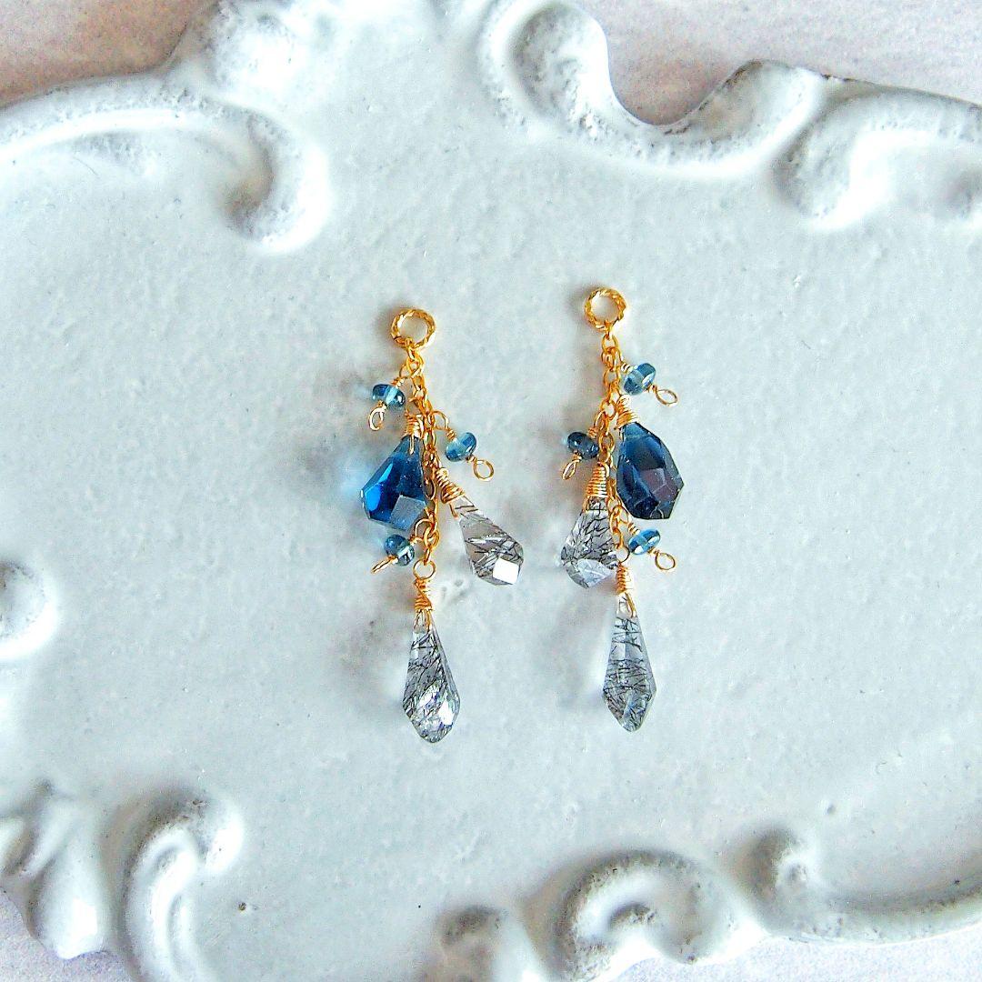 RiSaO＊様　宝石質✨スコロライト　コンケーブ　ピアス　14kgf　他5点