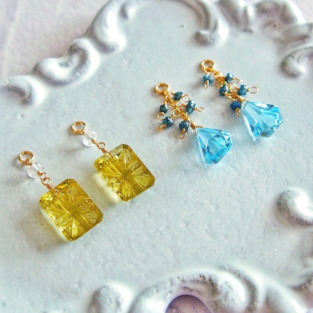 RiSaO＊様　宝石質✨スコロライト　コンケーブ　ピアス　14kgf　他5点