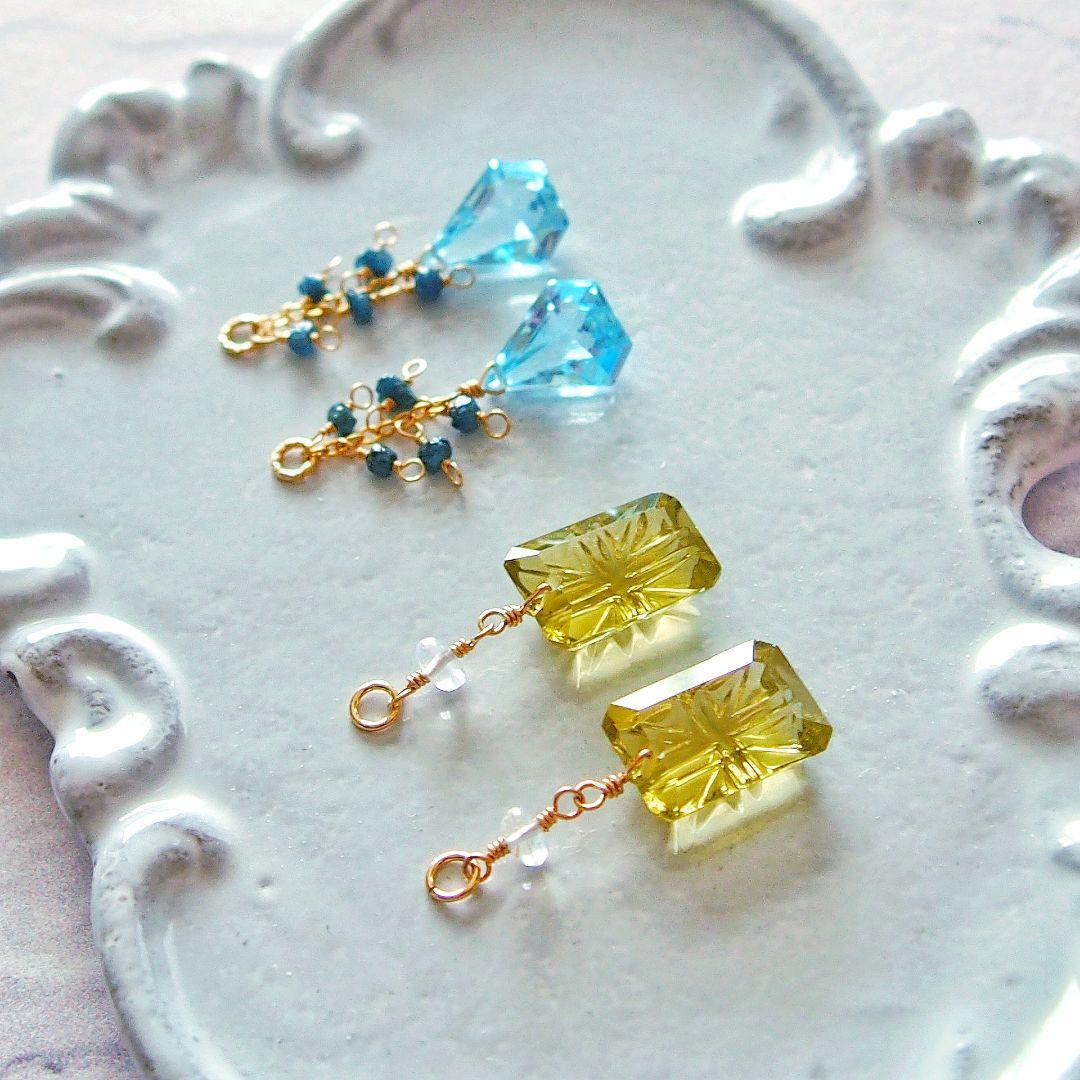 RiSaO＊様　宝石質✨スコロライト　コンケーブ　ピアス　14kgf　他5点