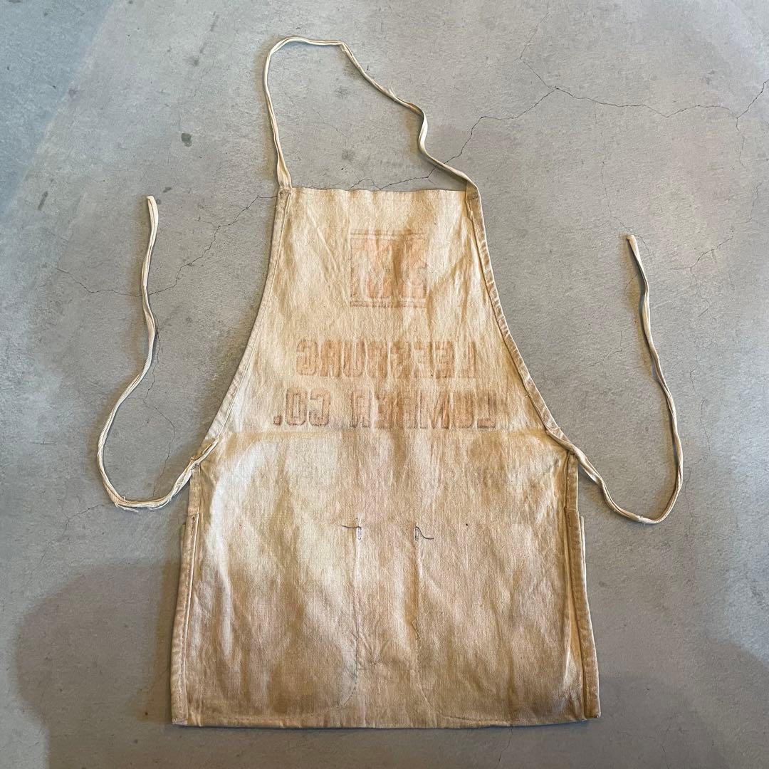 40s ワークエプロン　ビンテージ　染み込みプリント　apron vintage