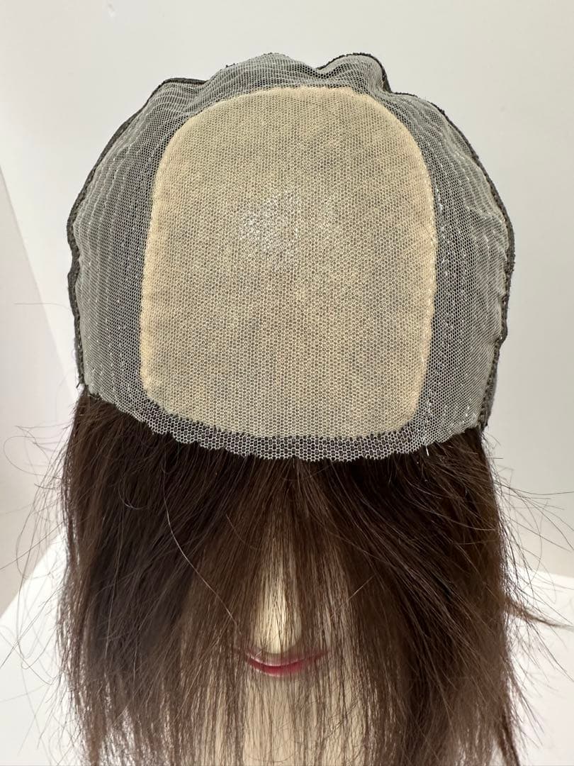 フルウィッグ人毛100%医療ウィッグ鎖骨ミディアム　ストレート　ブラウン