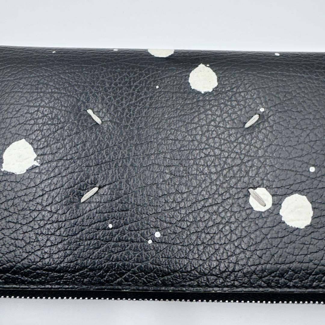 【希少・美品】Maison Margiela 長財布 黒 白 ペイント レザー
