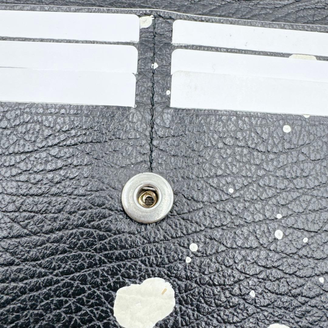 【希少・美品】Maison Margiela 長財布 黒 白 ペイント レザー