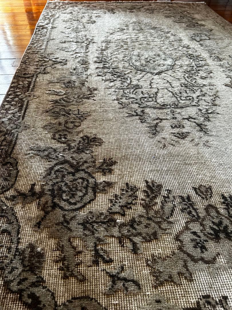 レア　ニュートラルカラー　シャビーシック　オーバーダイ　トルコヴィンテージラグ