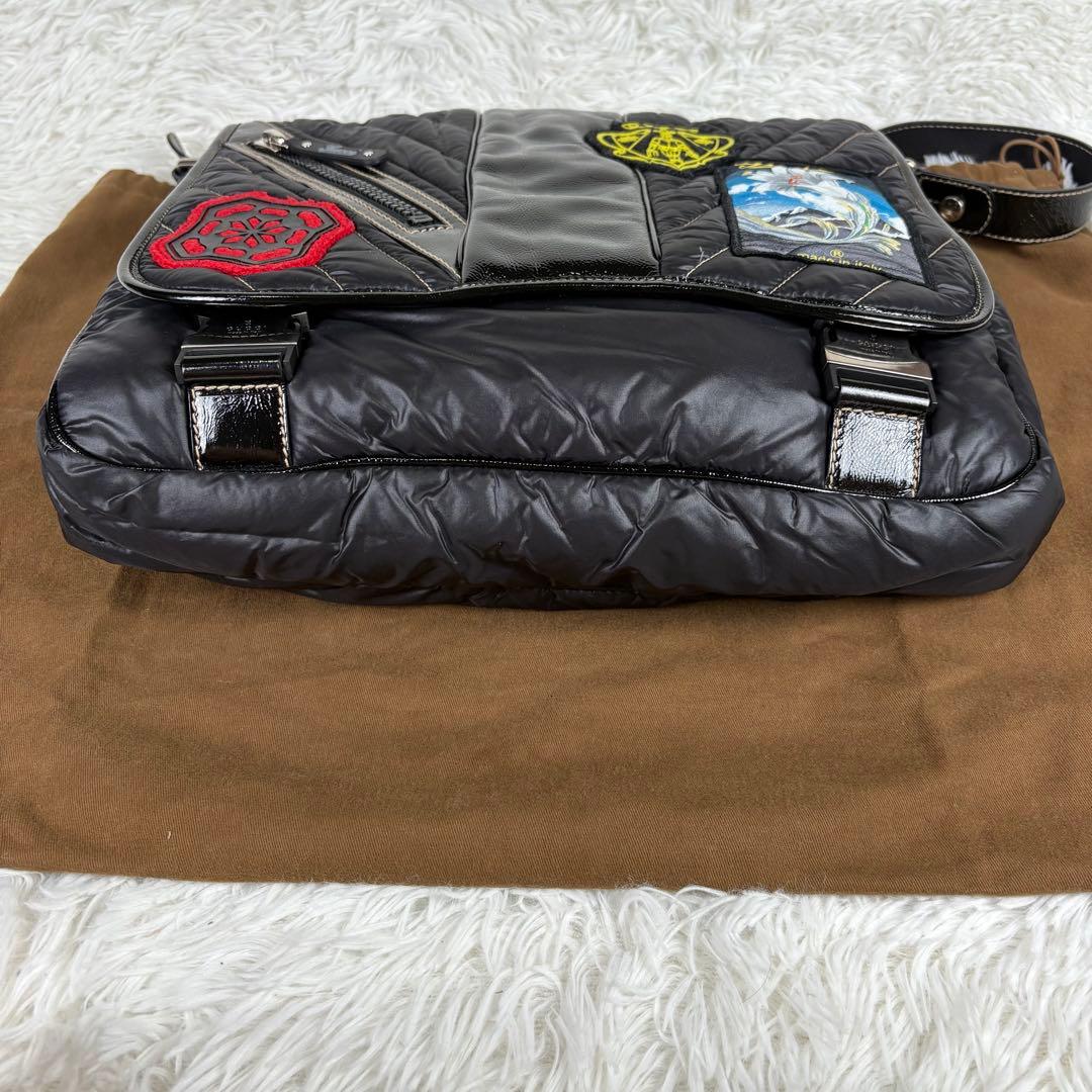 未使用級 現行モデル グッチ メッセンジャーバッグ ブラック ナイロン レザー