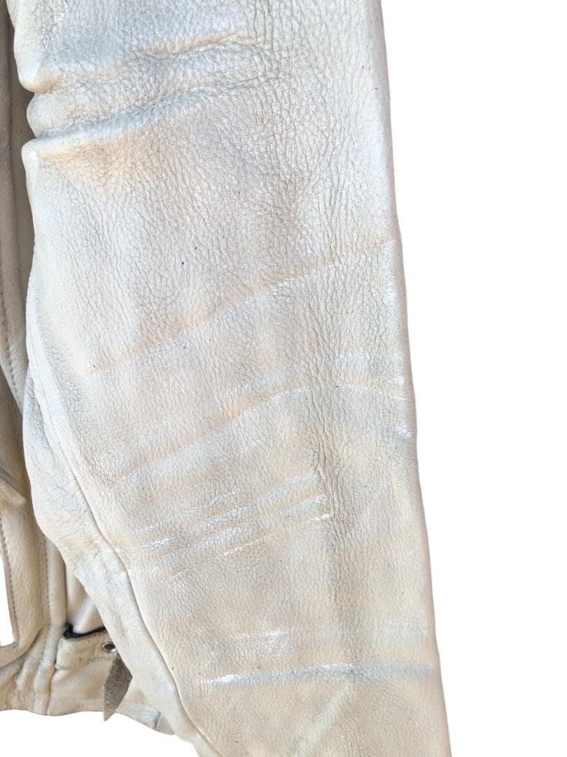 Schott シングルライダースレザージャケット アイボリー/L