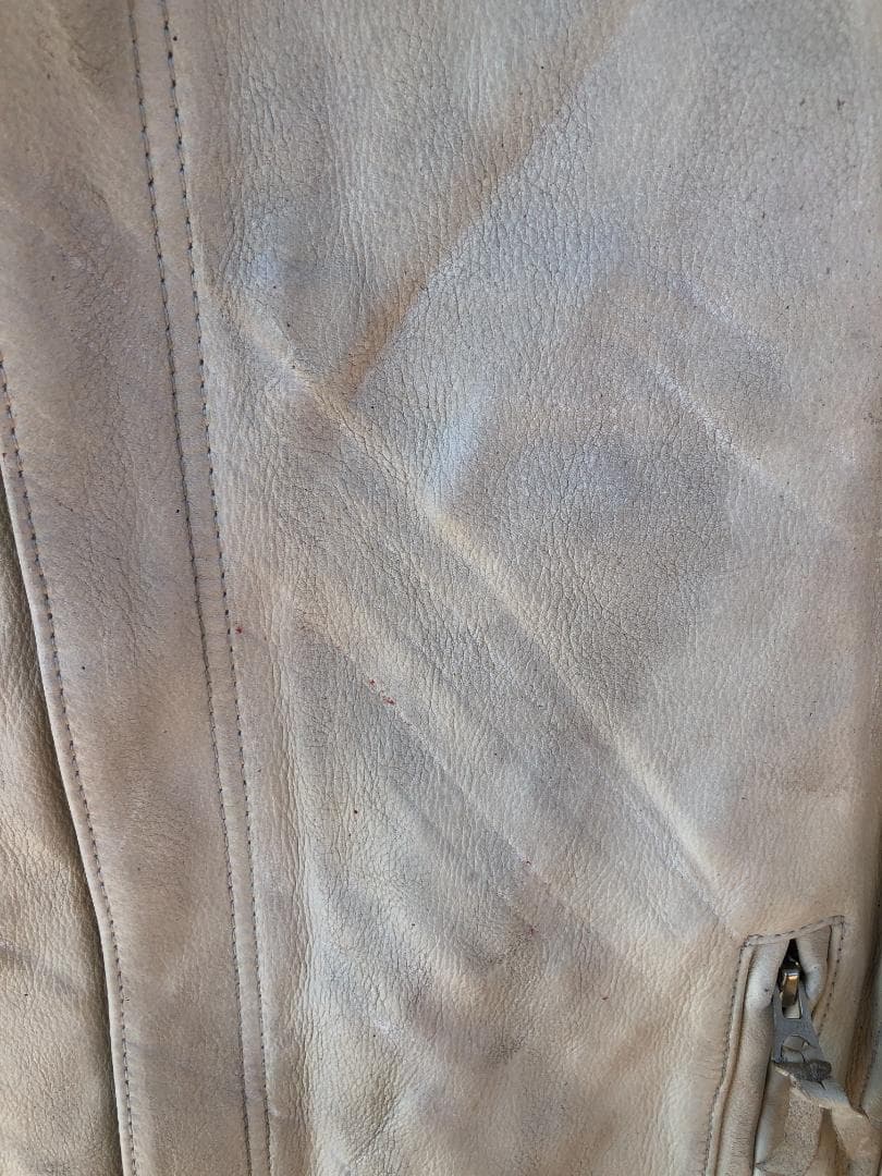 Schott シングルライダースレザージャケット アイボリー/L