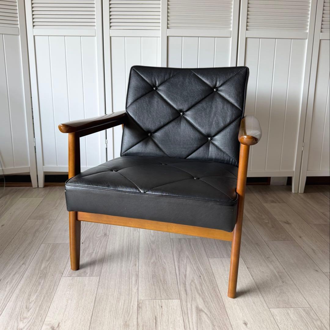 ②カリモク Kチェア 1Pソファ WS1180BW レトロ 1人掛けソファ