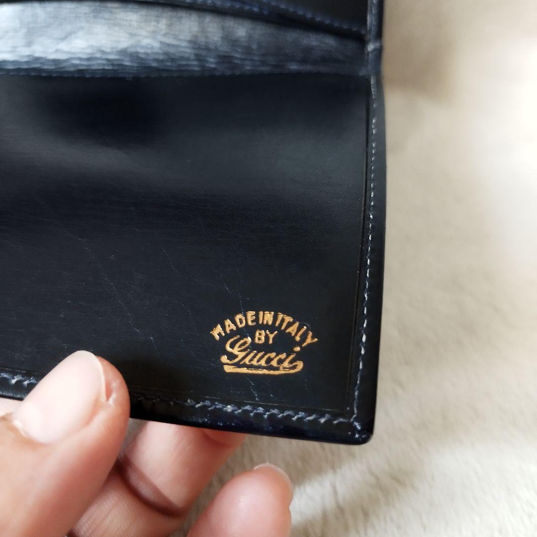 【希少/美品】オールドグッチ 長財布 シェリーライン ネイビー レザー GG