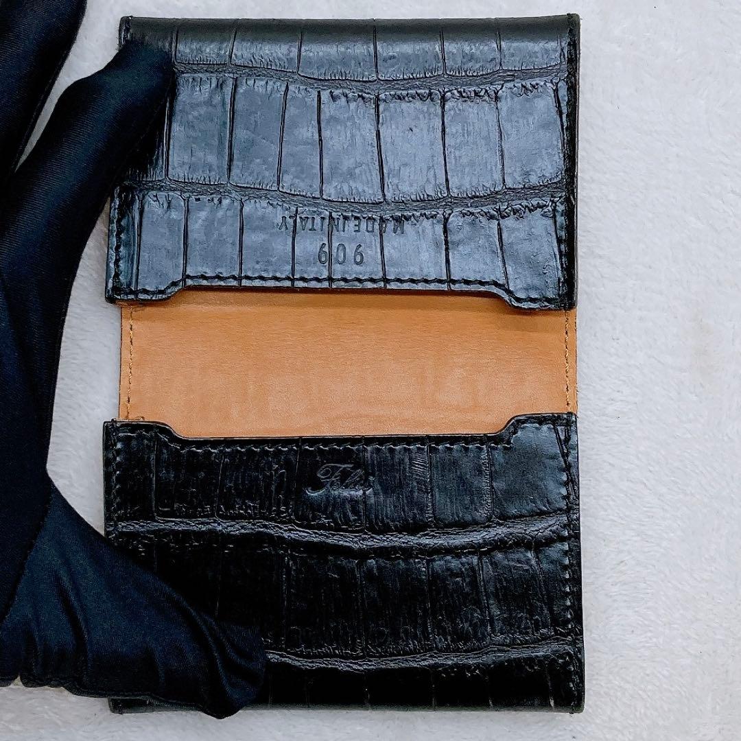 ✨美品✨Felisi フェリージ 名刺入れ クロコ型押し カードケース レザー