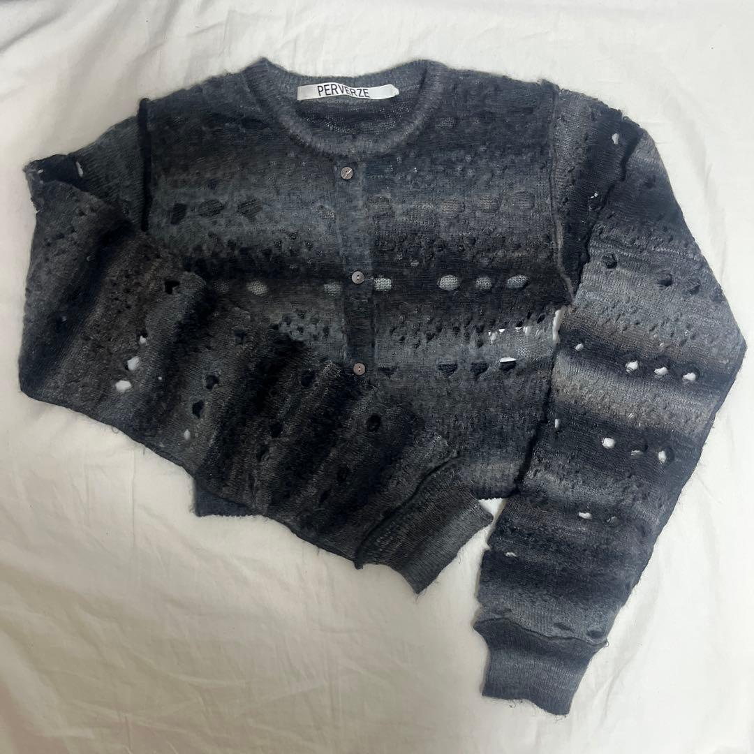 Perverze Holey Pattern Mohair ニットカーディガン