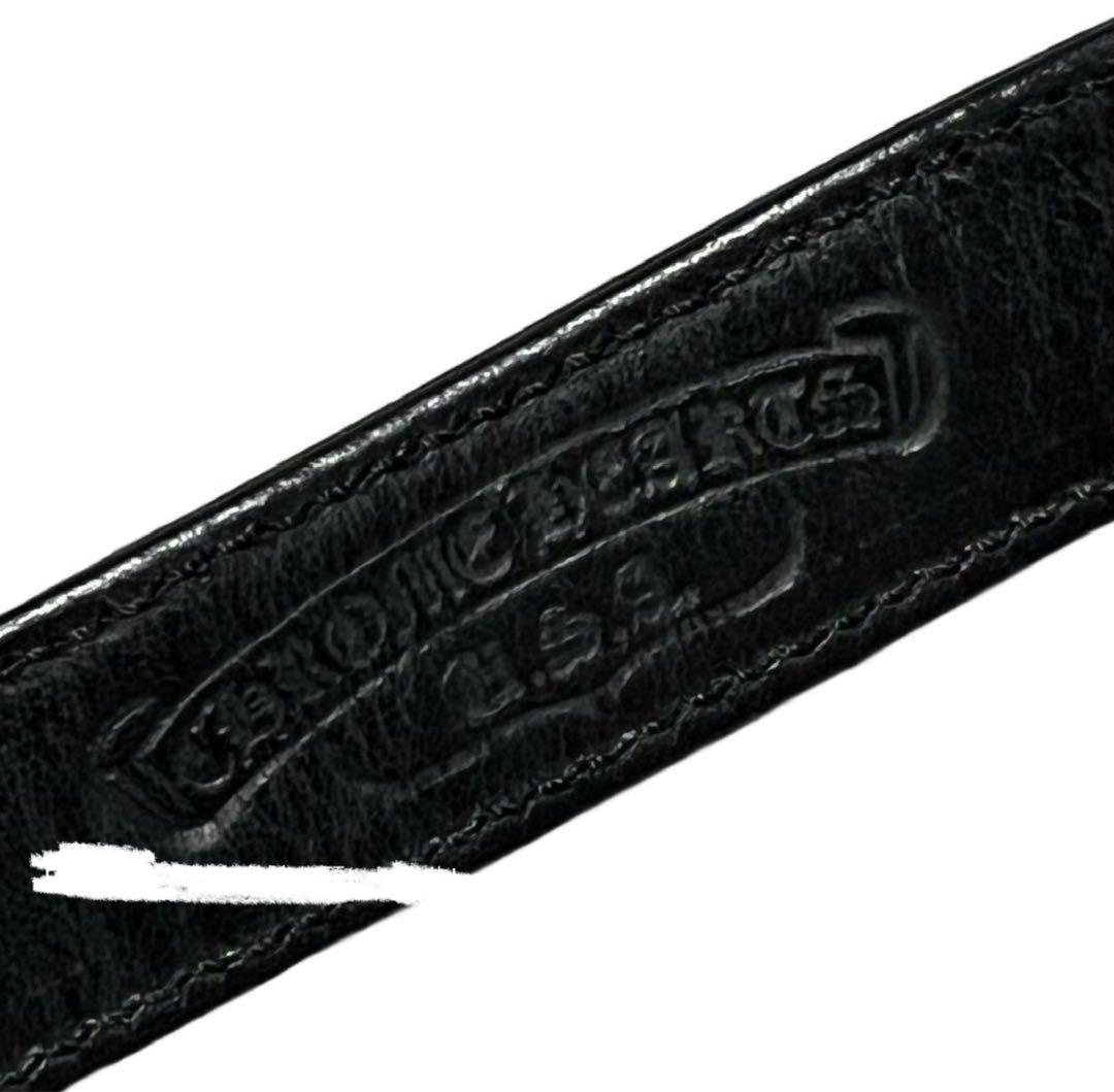 【鑑定済】原本付 クロムハーツ 3ボタン2 スナップクロス レザーブレスレット