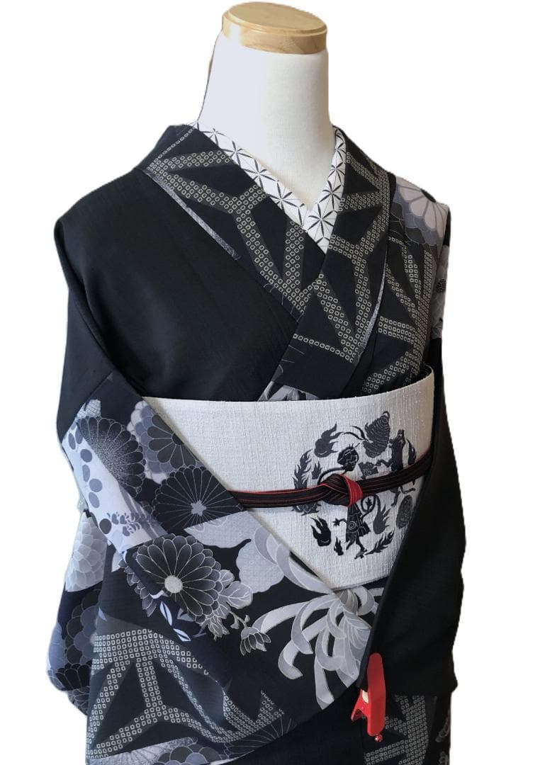 帯2　撫松庵　妖怪円陣刺繍　半幅帯　ライトグレー　新品タグ付き　３５０００円