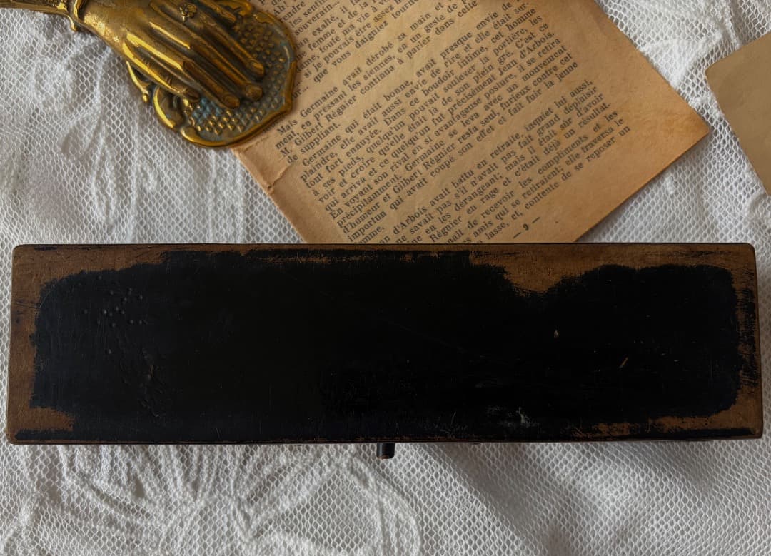 フランスアンティーク　パピエマシェ　ペンケース　小鳥　小箱　小物入れ　蚤の市