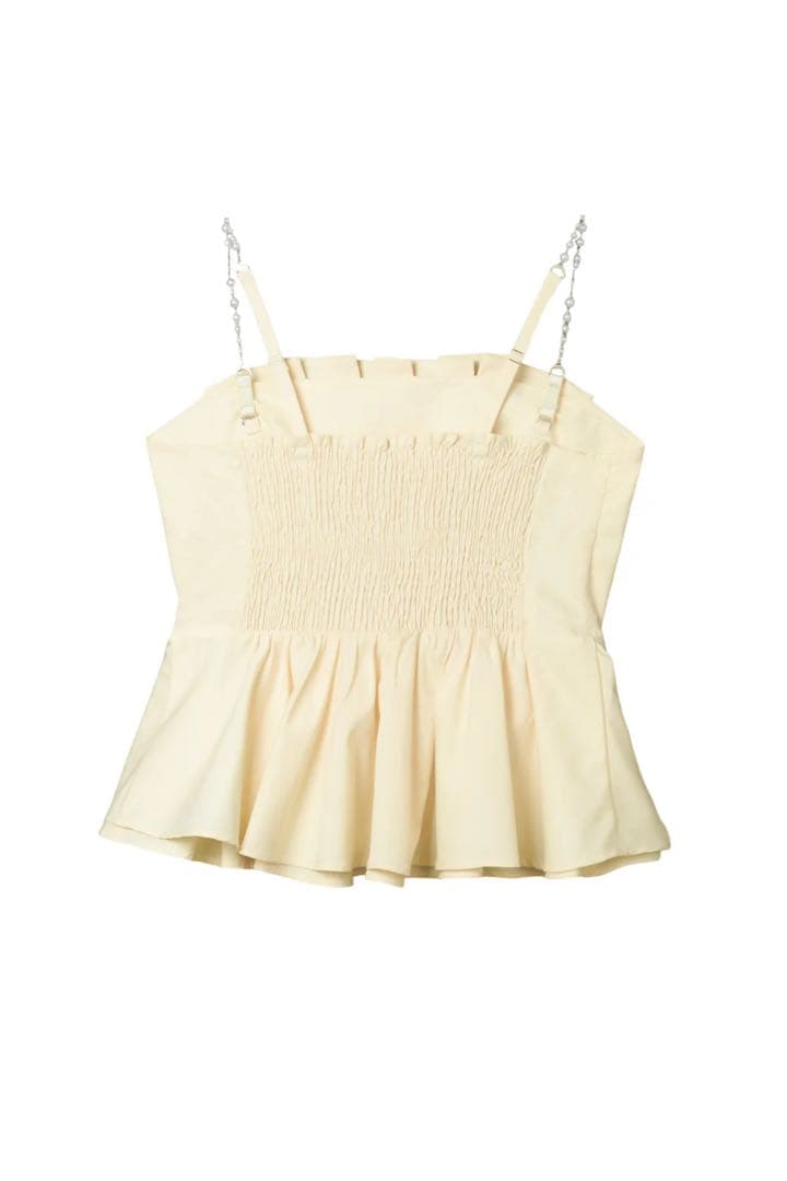 トップス Herlipto Pearl-Strap Frill Top lemon M