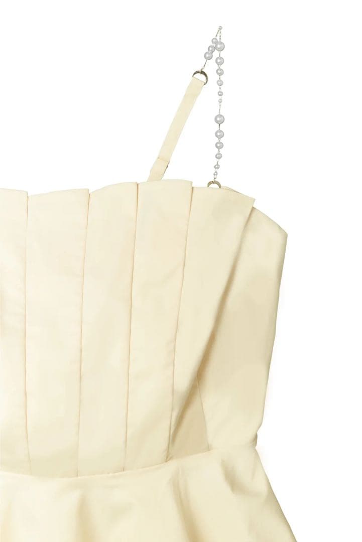 トップス Herlipto Pearl-Strap Frill Top lemon M