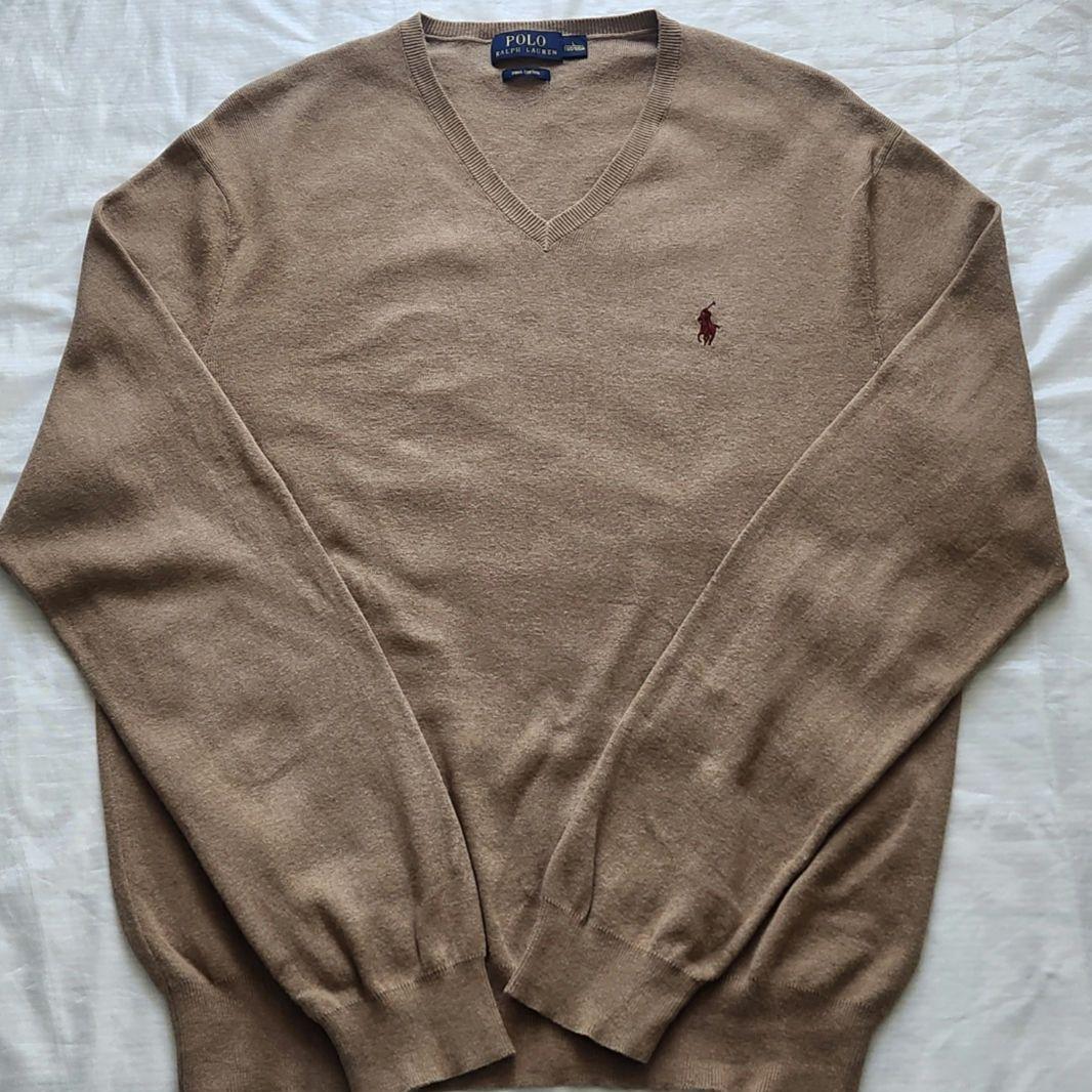 Polo Ralph Lauren 　Vネックセータ　ベージュ　オーバーサイズ