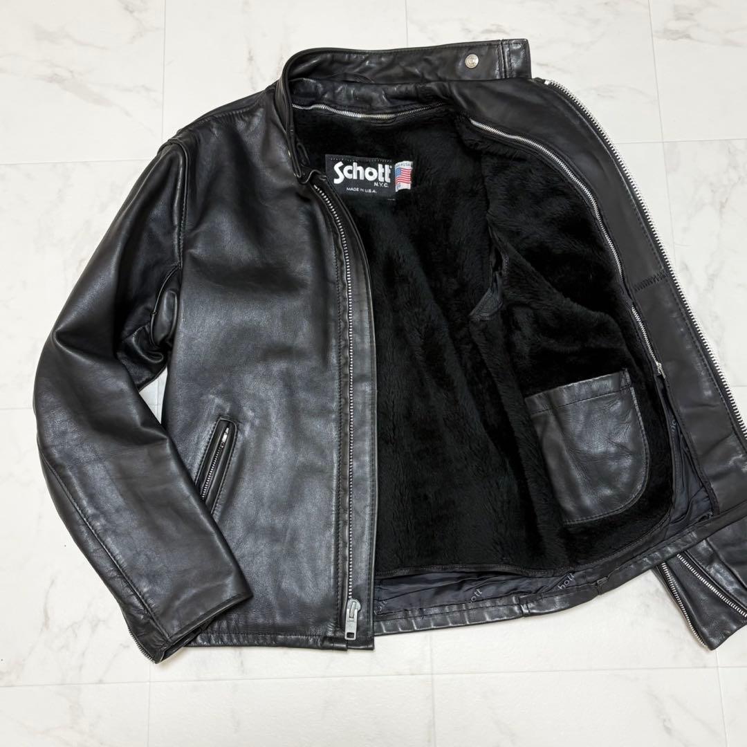 Schott ショット 641 シングルライダースジャケット USA製 ボア付き