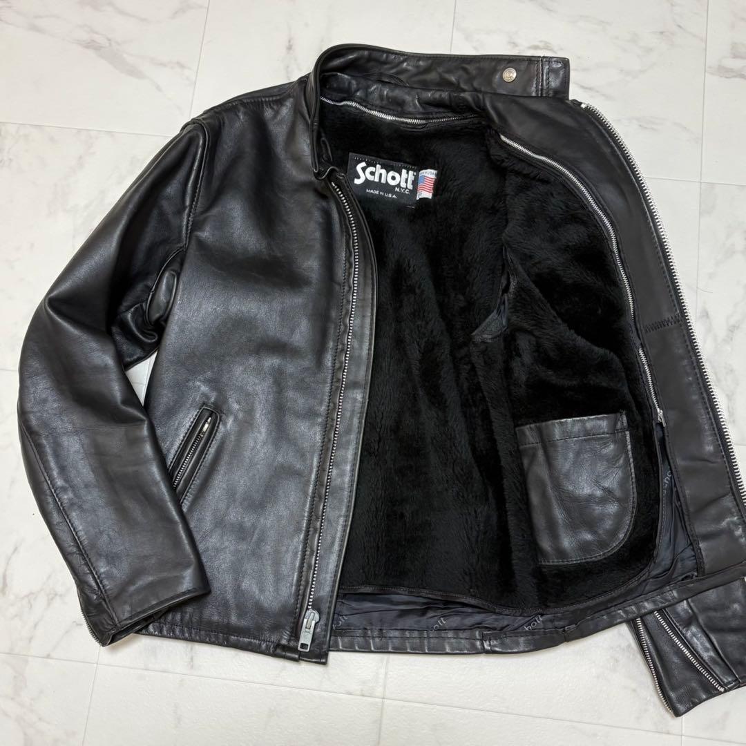 Schott ショット 641 シングルライダースジャケット USA製 ボア付き
