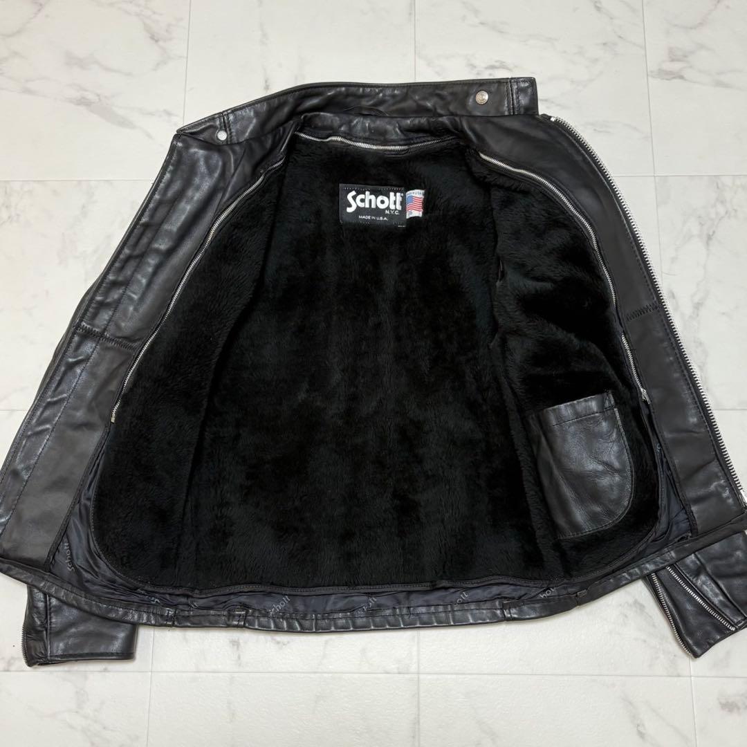 Schott ショット 641 シングルライダースジャケット USA製 ボア付き