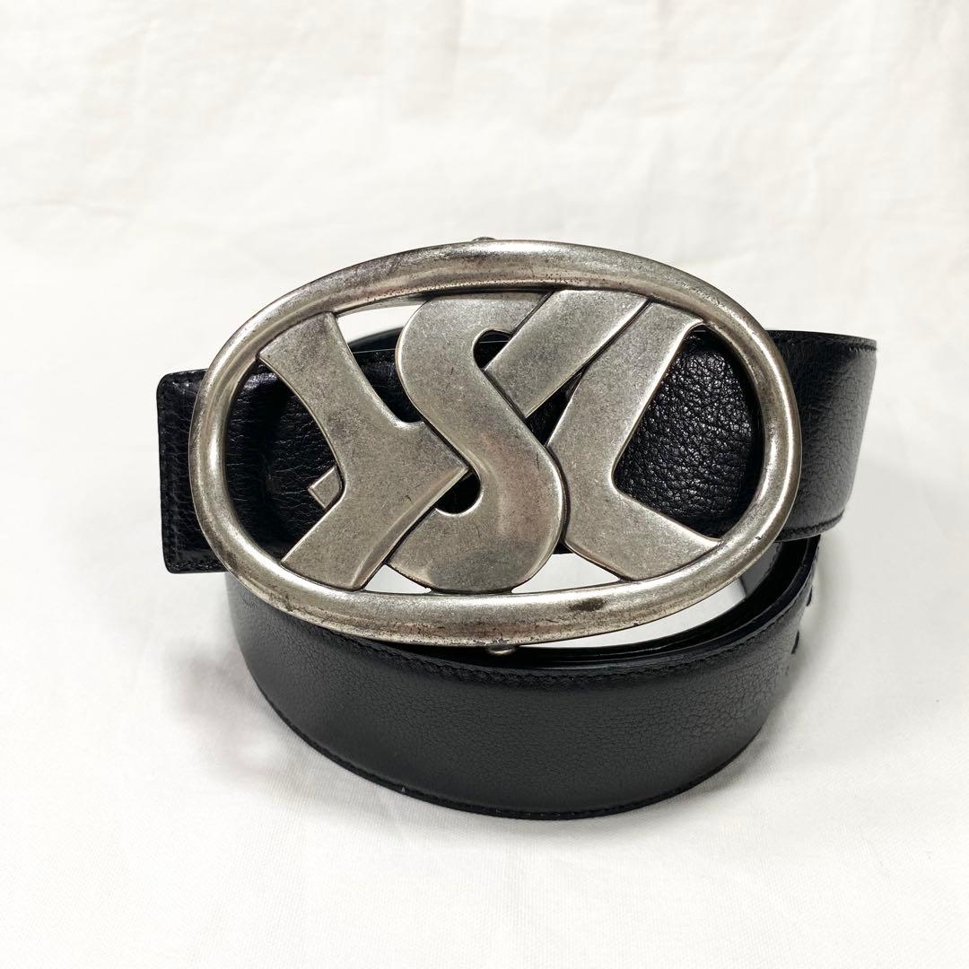 極美品✨イヴサンローラン リヴゴーシュ レザー ベルトYSLロゴバックル 黒