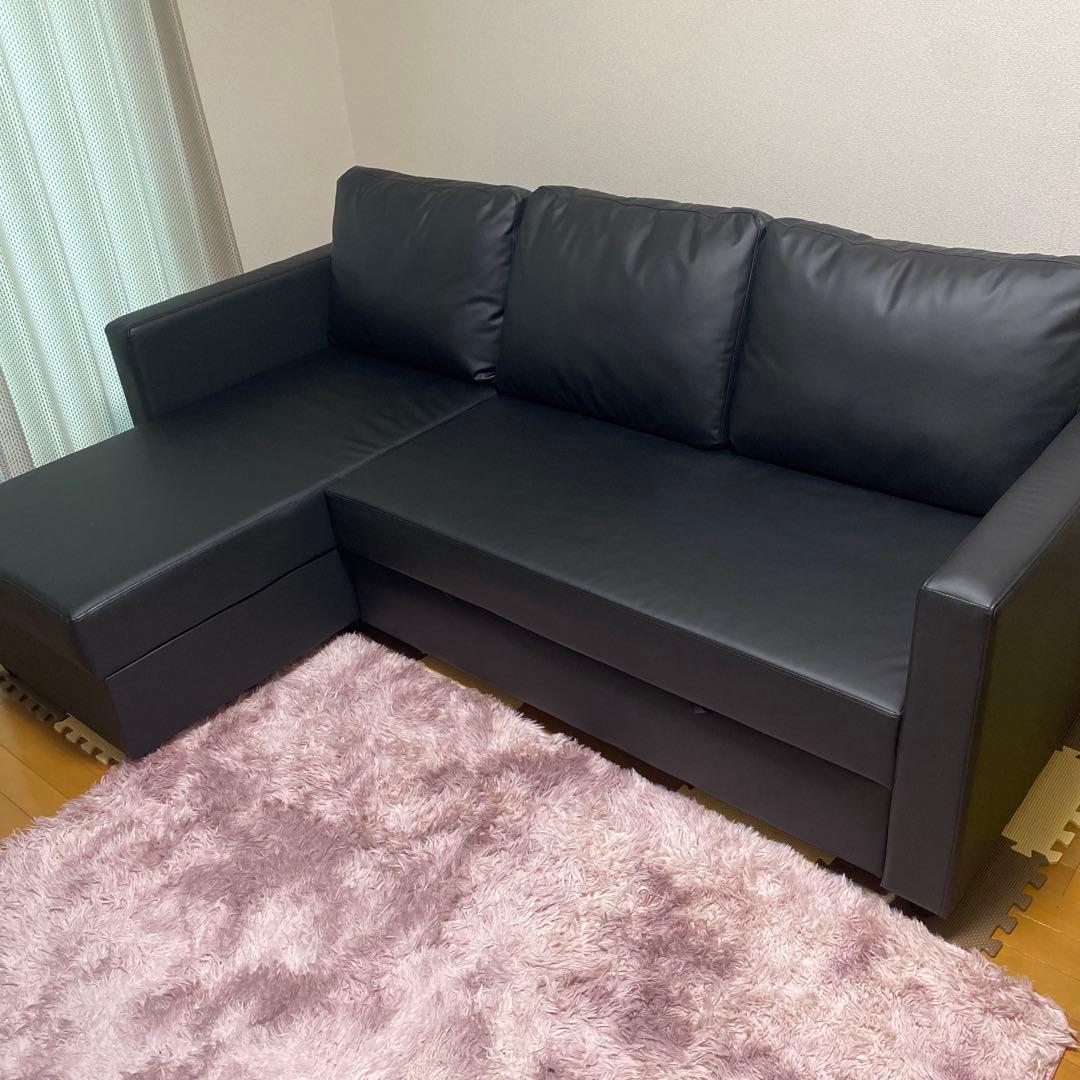 合皮ソファベッド(Nシールド ノアーク BK)