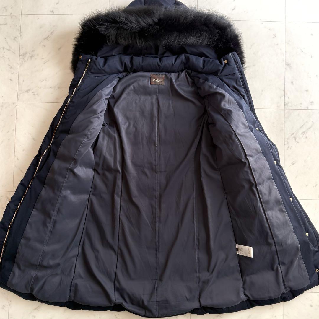 美品 デミルクスビームス フォックスファー　ロングダウンコート◆ネイビー