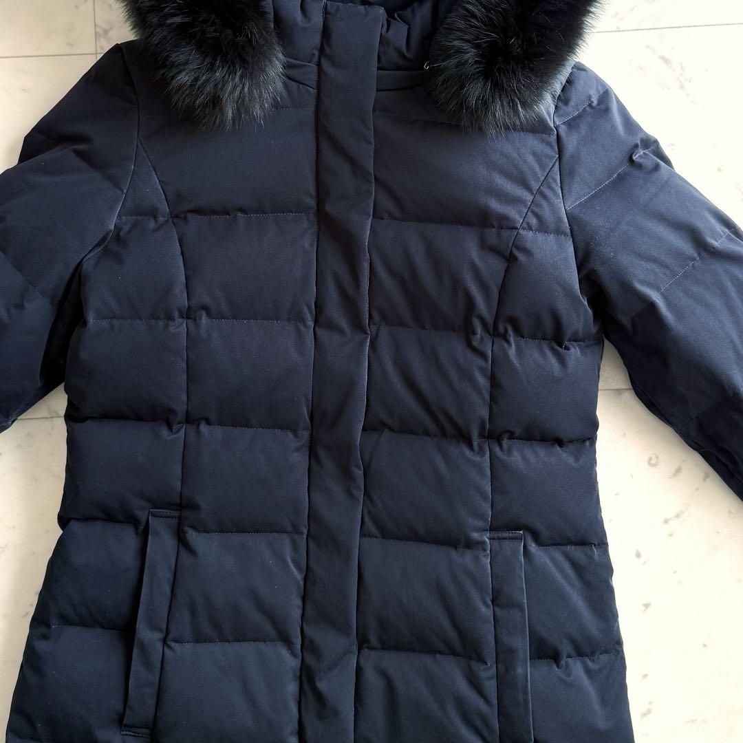 美品 デミルクスビームス フォックスファー　ロングダウンコート◆ネイビー