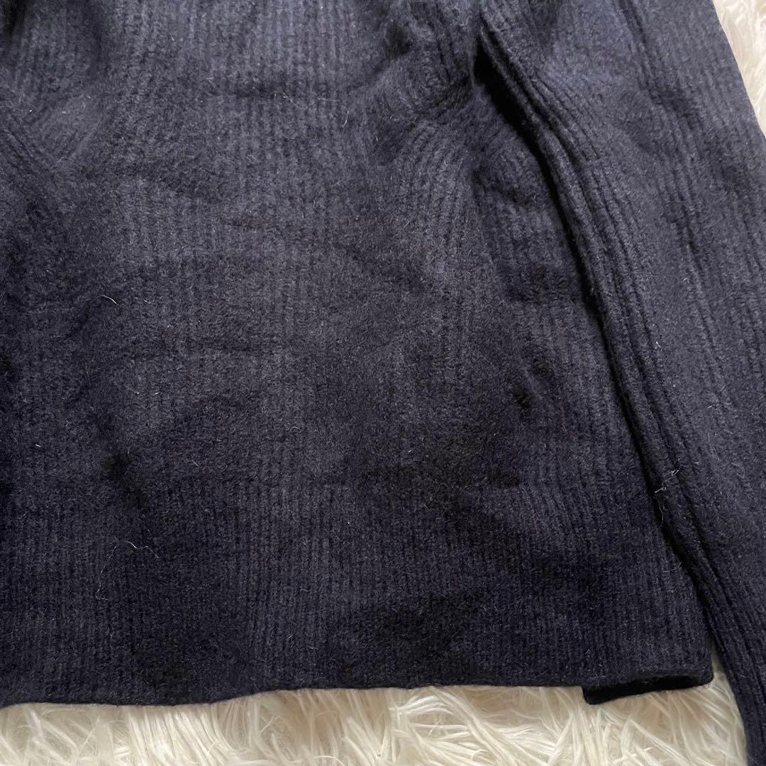 美品✨Drawer 現行 9Gアゼロングスリーブクルーニット ウールカシミヤ 紺