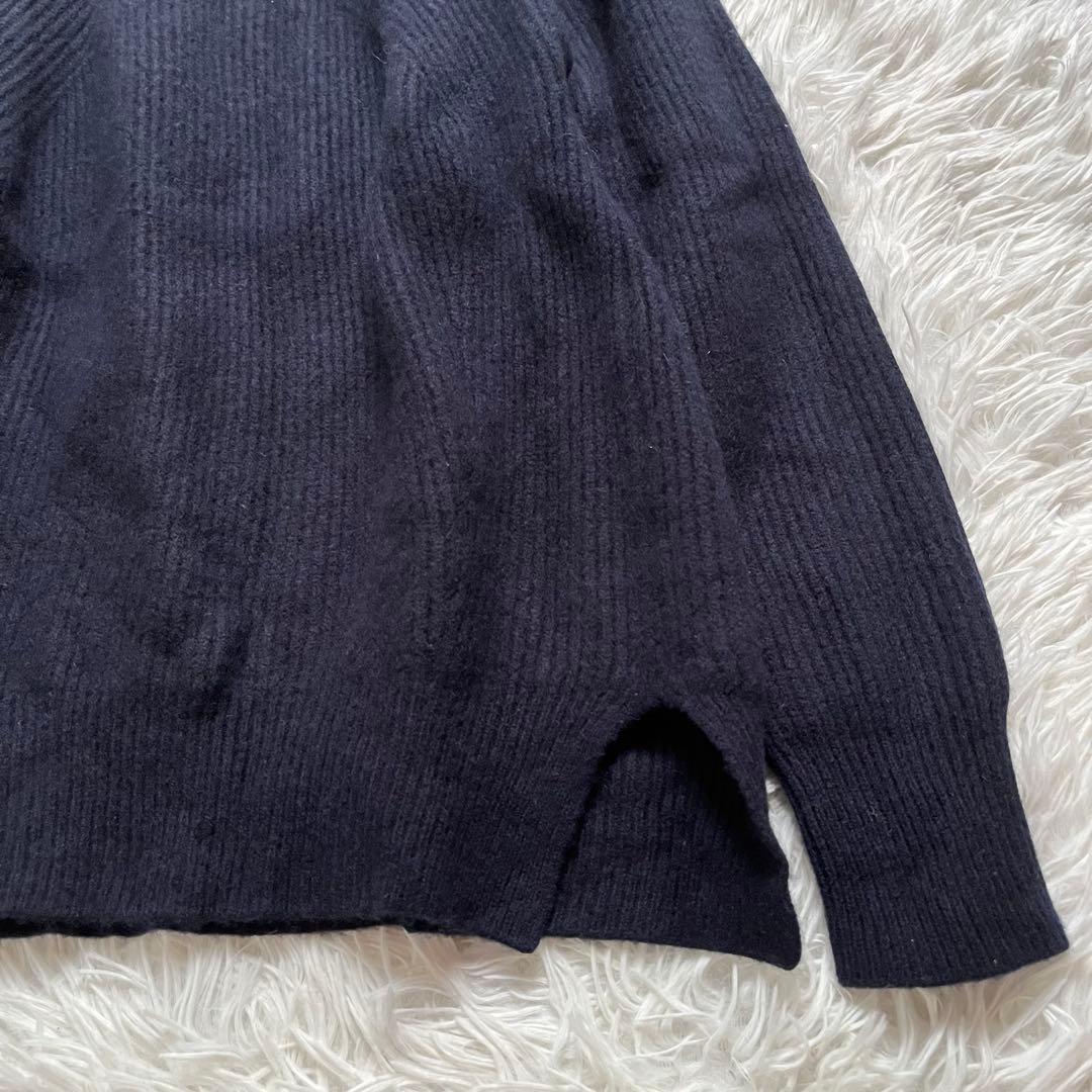 美品✨Drawer 現行 9Gアゼロングスリーブクルーニット ウールカシミヤ 紺