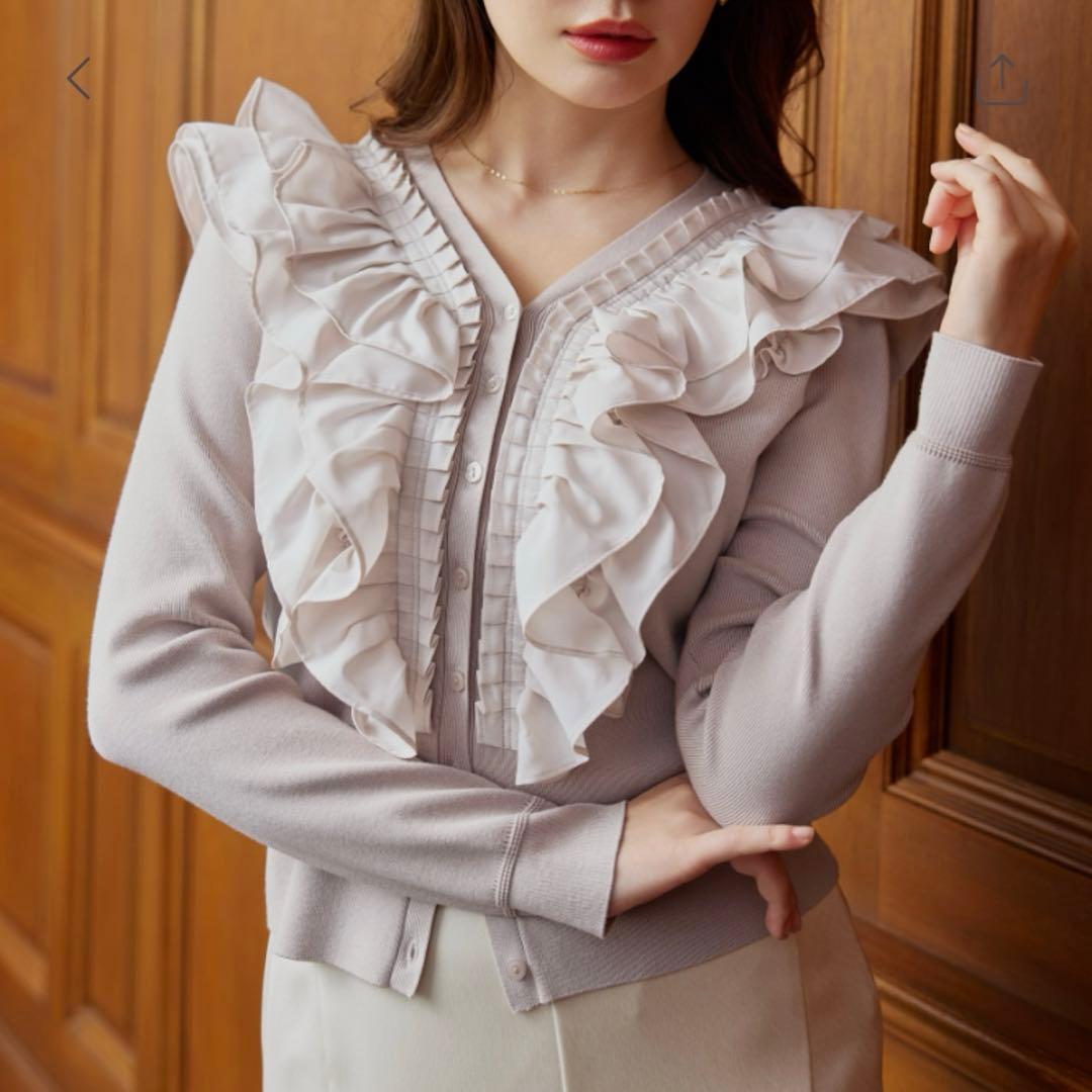トップス herlipto Ruffle Pleated Knit Cardigan