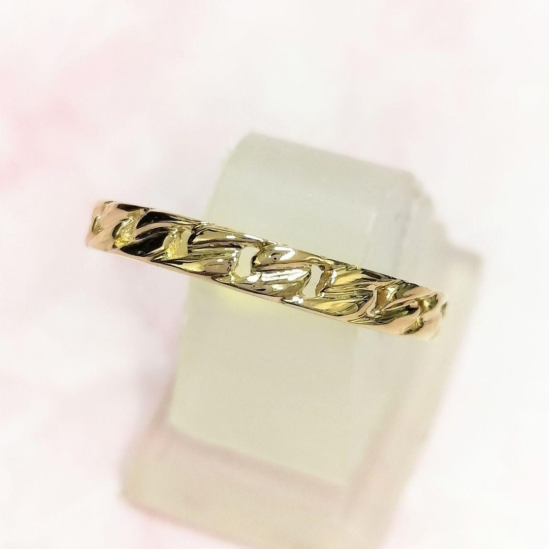 K18 透かしデザイン レディース リング 9.2号 編み込 ゴールドジュエリー