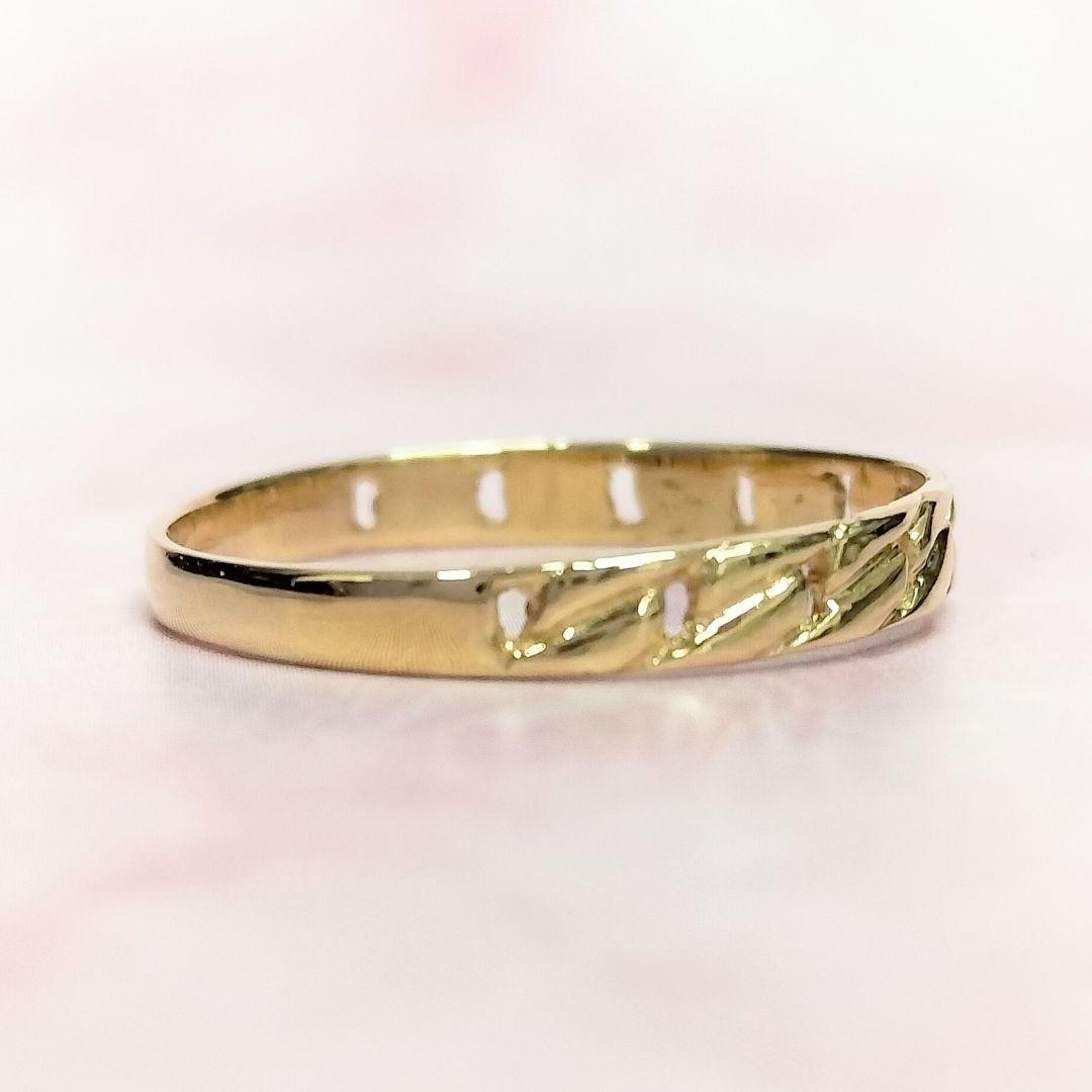 K18 透かしデザイン レディース リング 9.2号 編み込 ゴールドジュエリー
