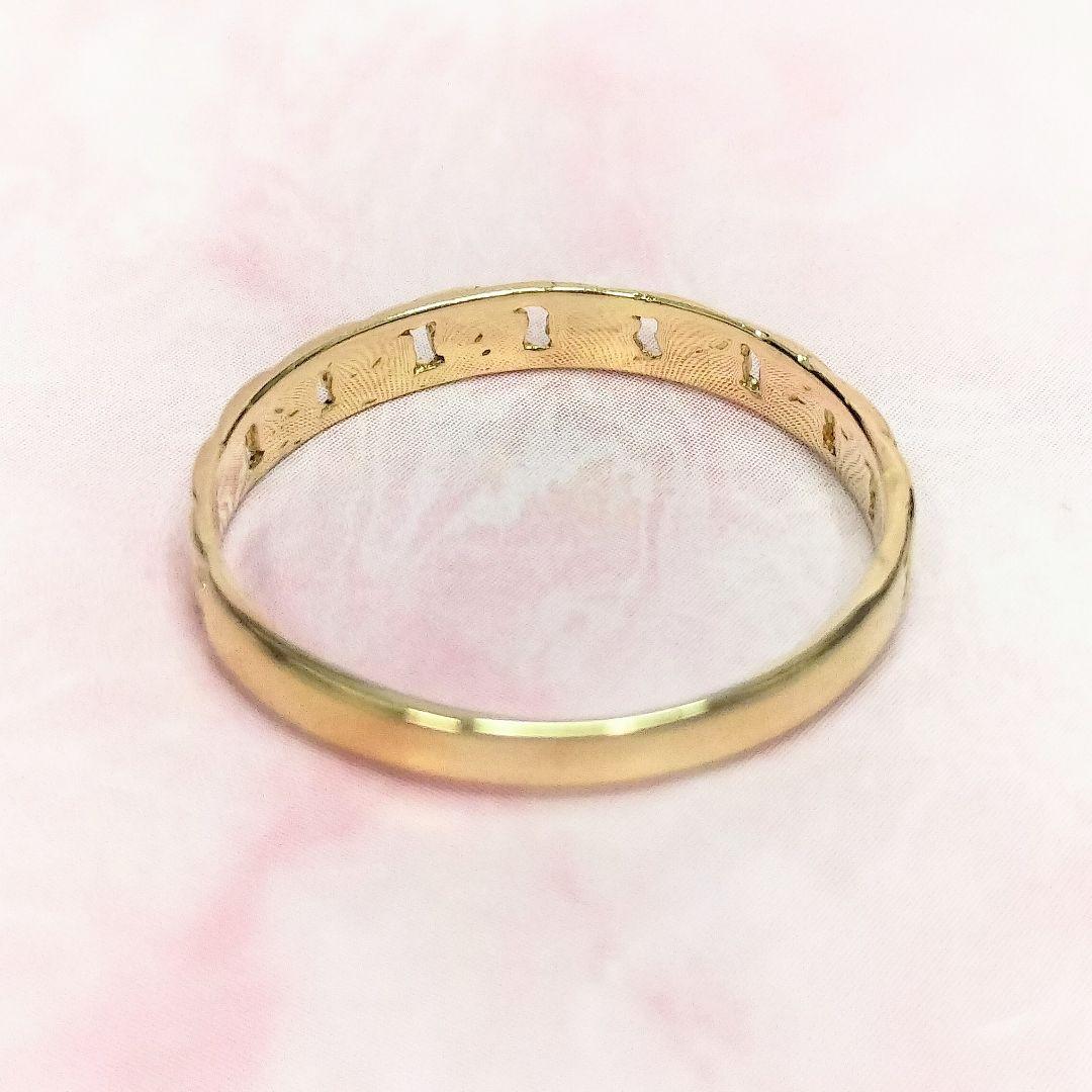 K18 透かしデザイン レディース リング 9.2号 編み込 ゴールドジュエリー