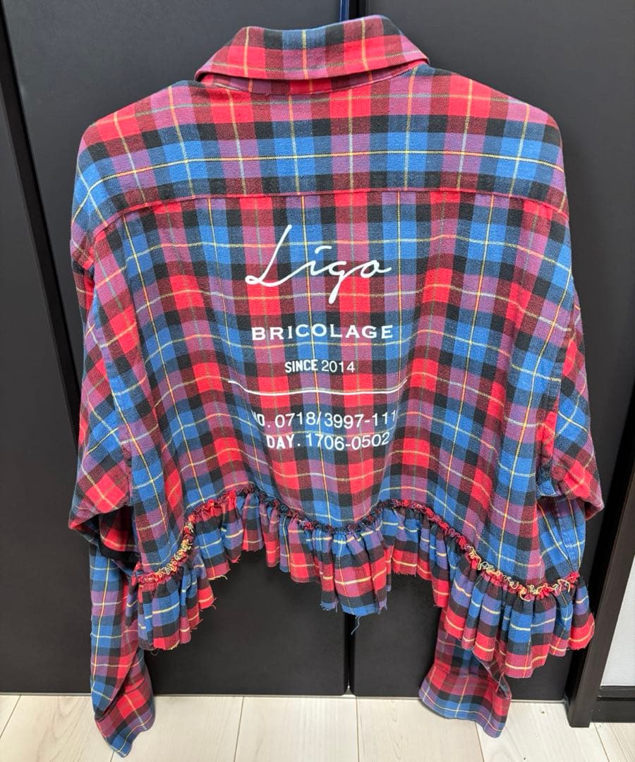 LIGO ligo ハンドメイド　リゴ　リメイクシャツ　チェックシャツ　赤