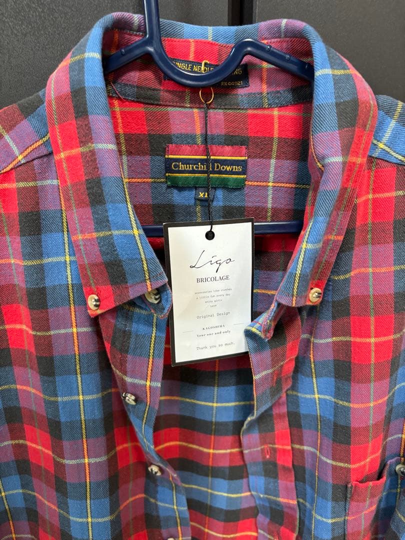 LIGO ligo ハンドメイド　リゴ　リメイクシャツ　チェックシャツ　赤
