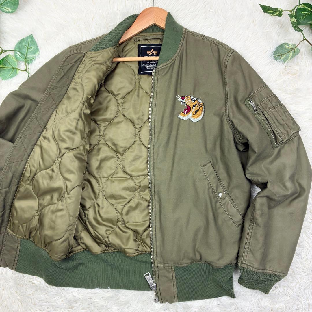 アルファインダストリーズ　ベトジャン　MA-1　スカジャン　刺繍ロゴ　L　カーキ