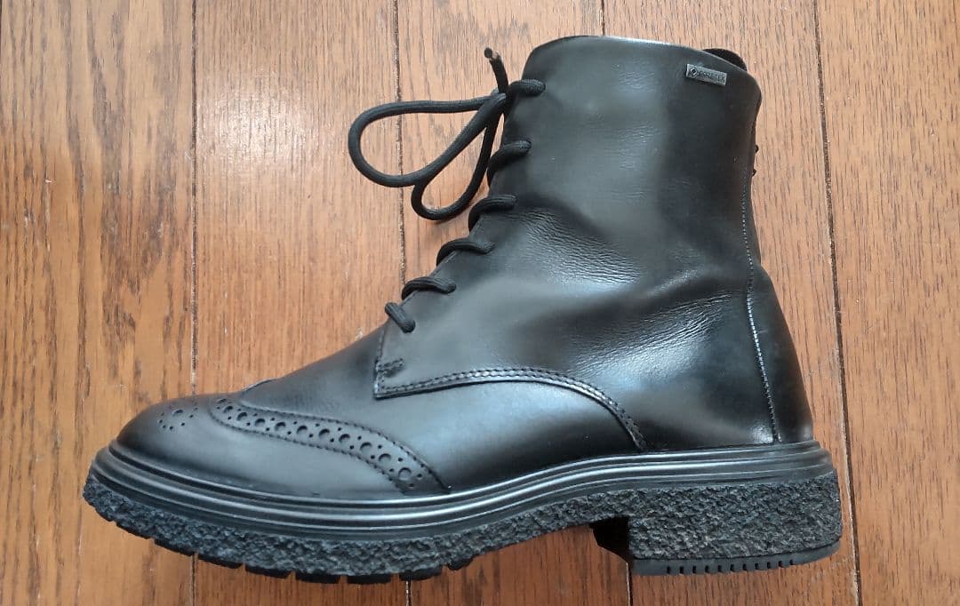 ecco エコー 黒レースアップブーツ サイドファスナー付き 23.5cm