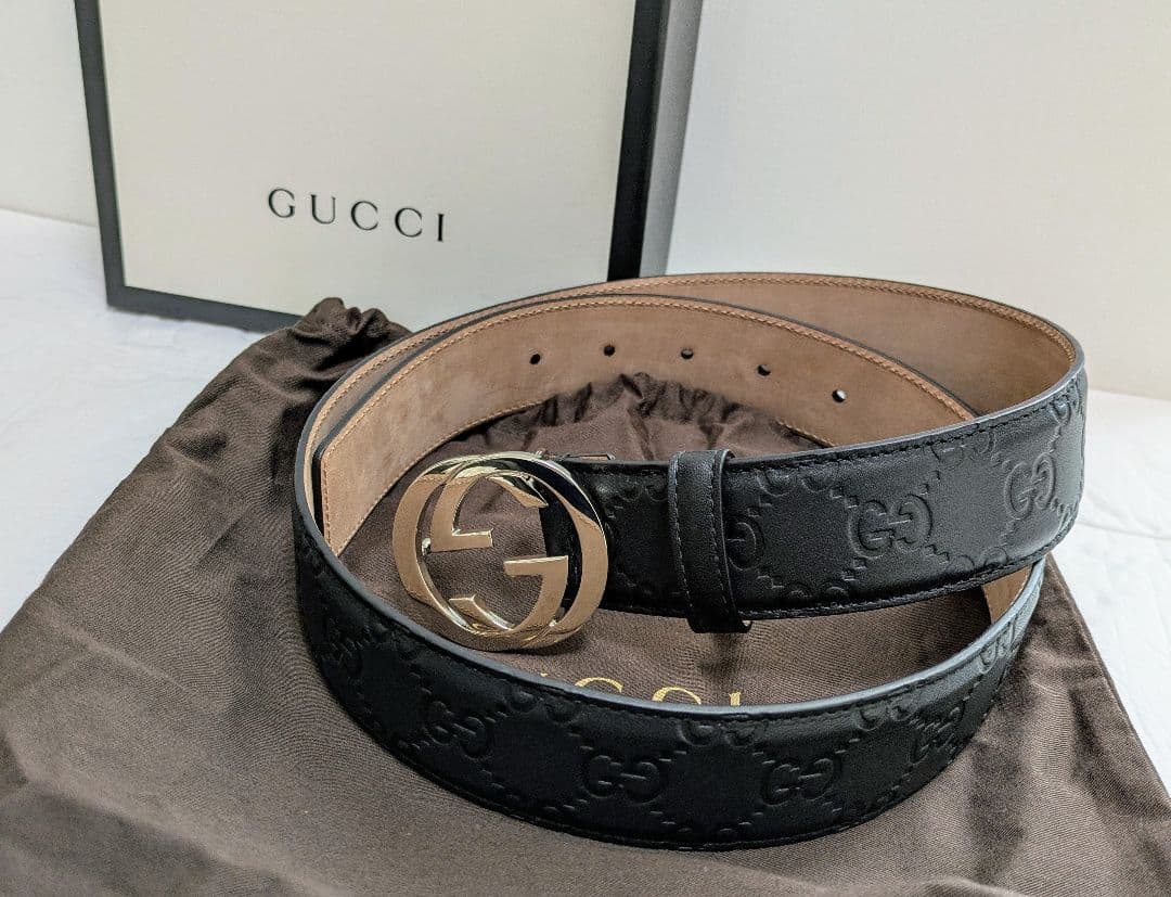 (新品未使用)GUCCI グッチ インターロッキングG バックル付き ベルト 黒