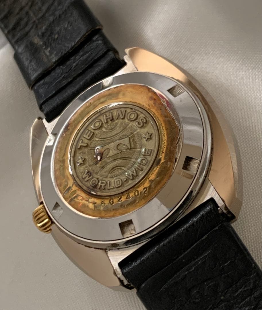 ☆TECHNOS 腕時計 タイガーボラゾン 自動巻 カットガラス 稼働品☆