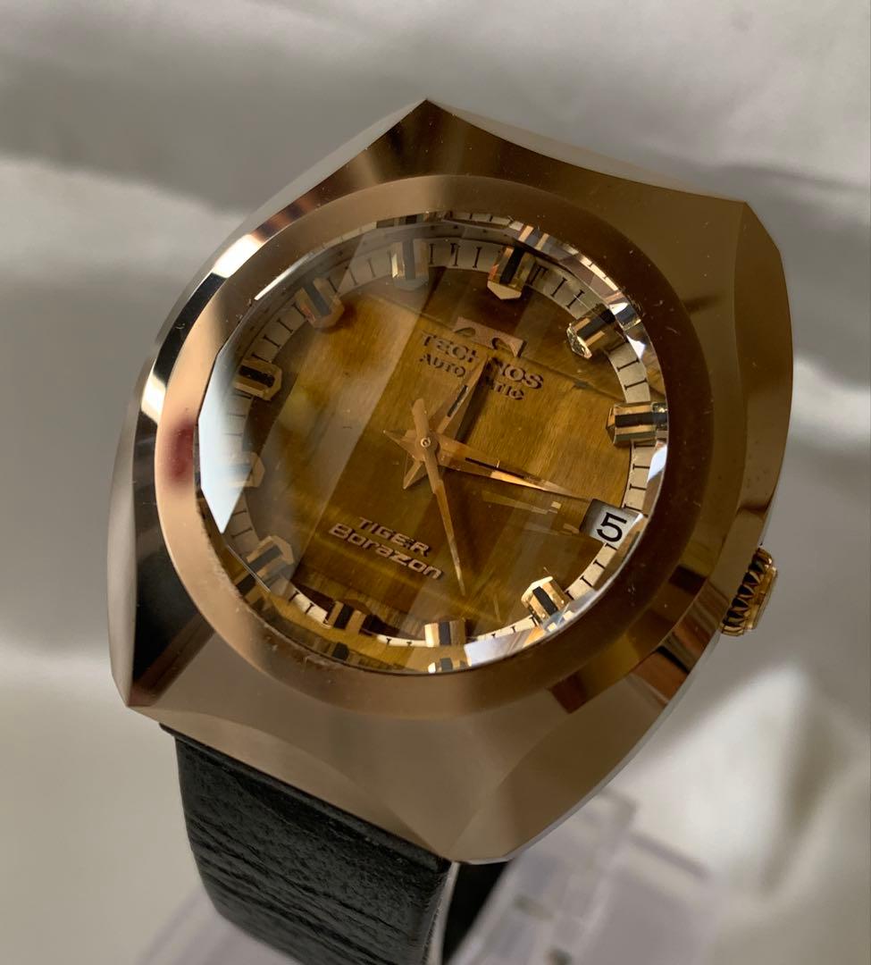 ☆TECHNOS 腕時計 タイガーボラゾン 自動巻 カットガラス 稼働品☆