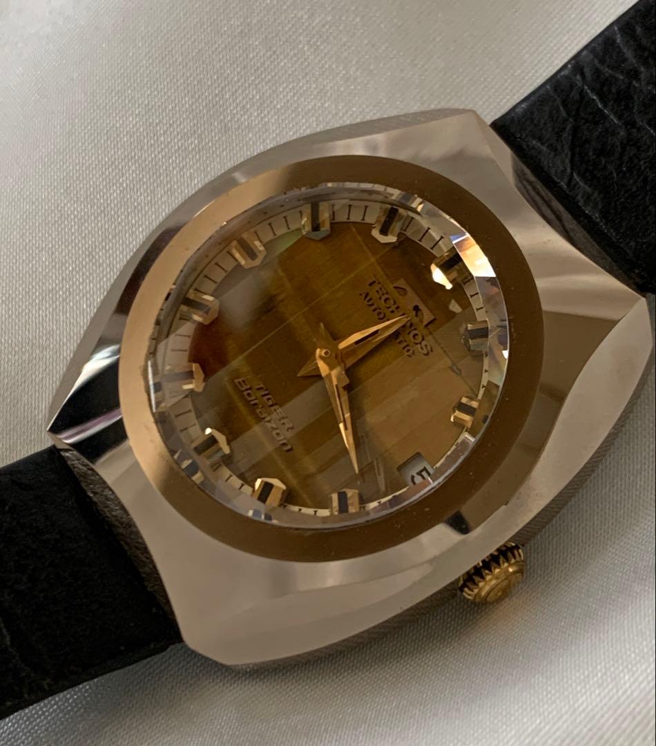 ☆TECHNOS 腕時計 タイガーボラゾン 自動巻 カットガラス 稼働品☆