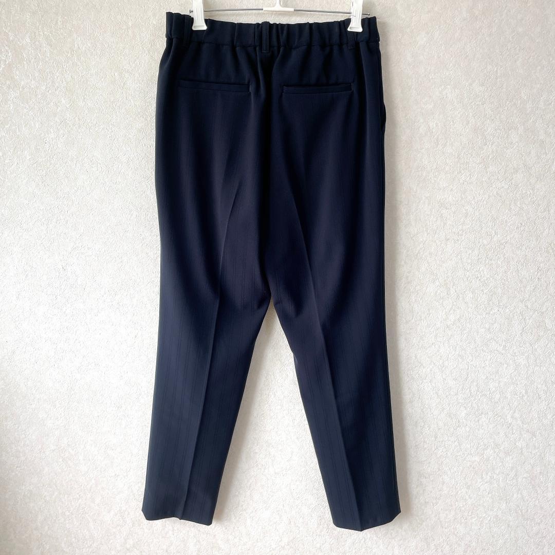 未使用級⭐️インディヴィ パンツセットアップ ネイビー ストライプ 洗える38M