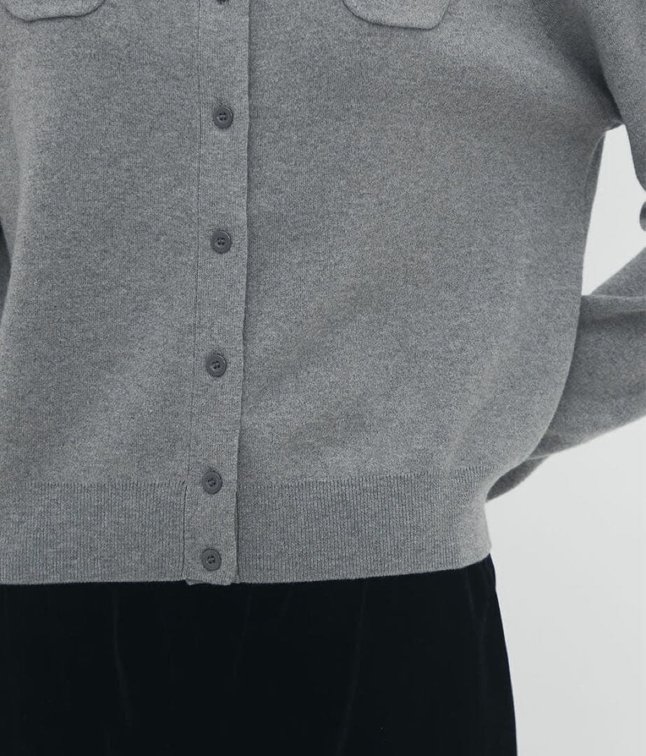 CABaN / コットンカシミヤ クルーネックカーディガン XS グレー