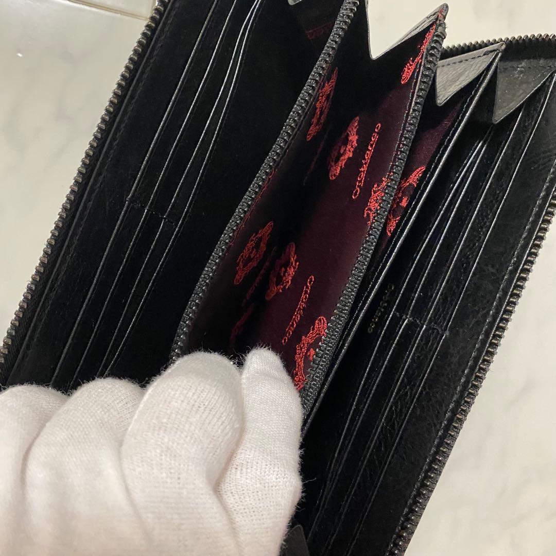【新品未使用】Orobianco 牛革 ALL BLACK SERIES長財布