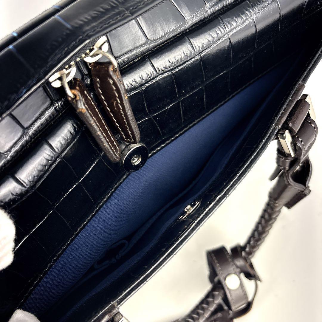 美品✨キーファーノイ クロコ型押し ビジネスバッグ 2way レザー バイカラー