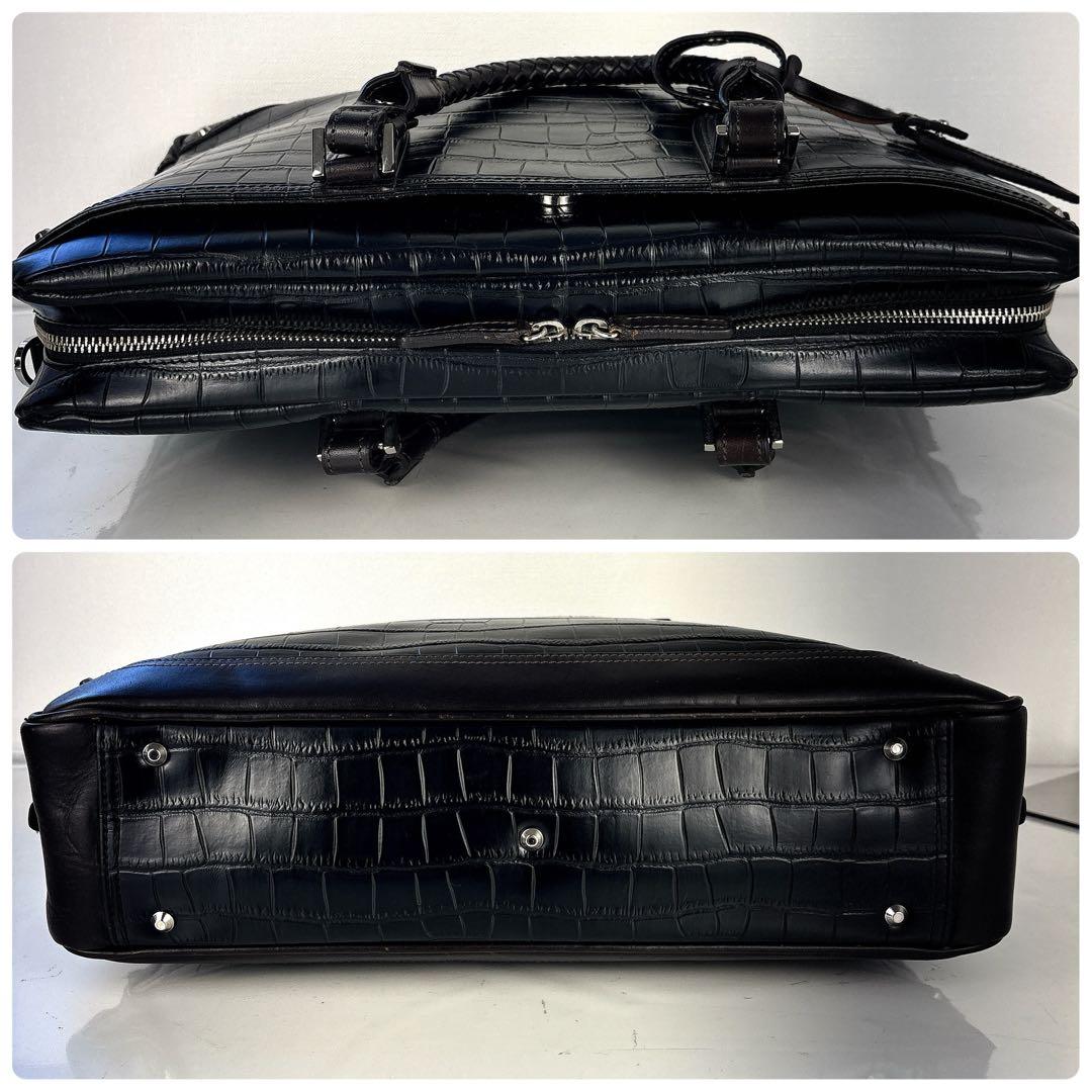 美品✨キーファーノイ クロコ型押し ビジネスバッグ 2way レザー バイカラー